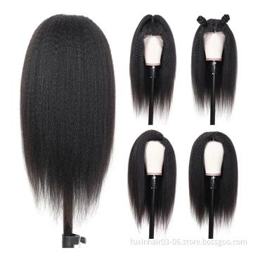 Ladies Long Kinky Straight Headband Hair Wigs For African American Women Natural Black 16-22 Inch  Afro Wig